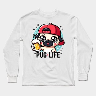 Pug Life Pug with Beer Long Sleeve T-Shirt